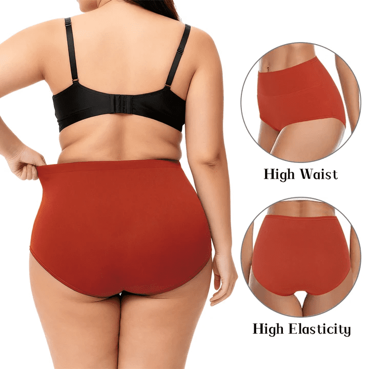 Sunm Boutique Womens Cotton Underwear Plus Size 4 Pack, Tummy Control Panties High Waisted panties Ladies Panties