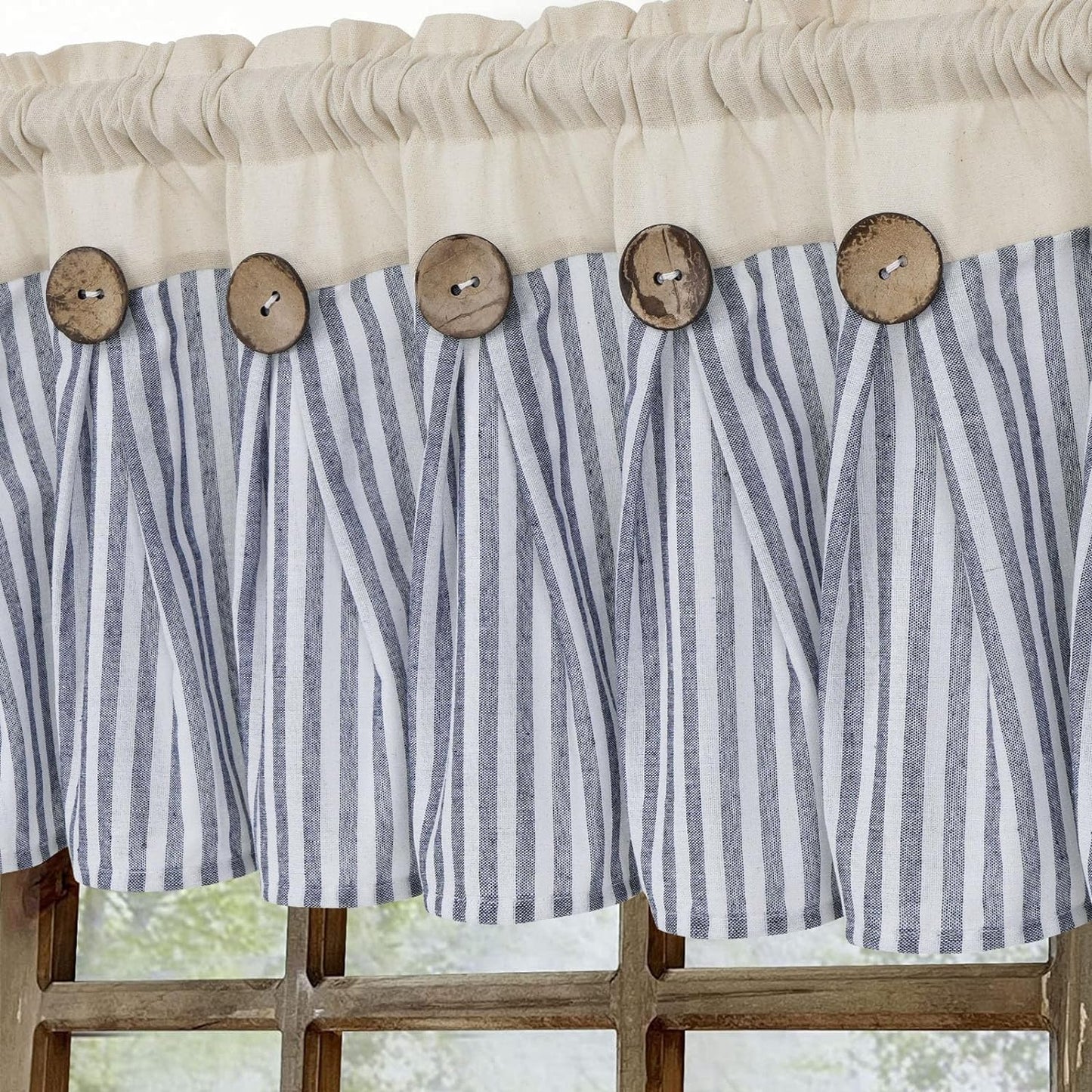 Alishomtll Kitchen Curtains Valances 8 Button Linen Cotton Valances for Windows 18 Inches Long,Rod Pocket