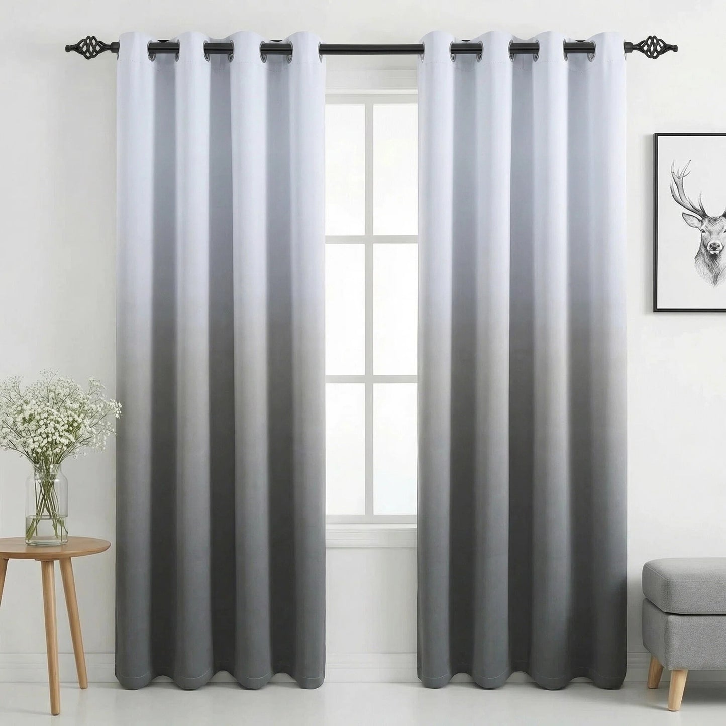 Alishomtll Grey Blackout Curtains Grommet Room Darkening Window Drapes for Living Room Bedroom ,2 Panels of 52" W x 84" L