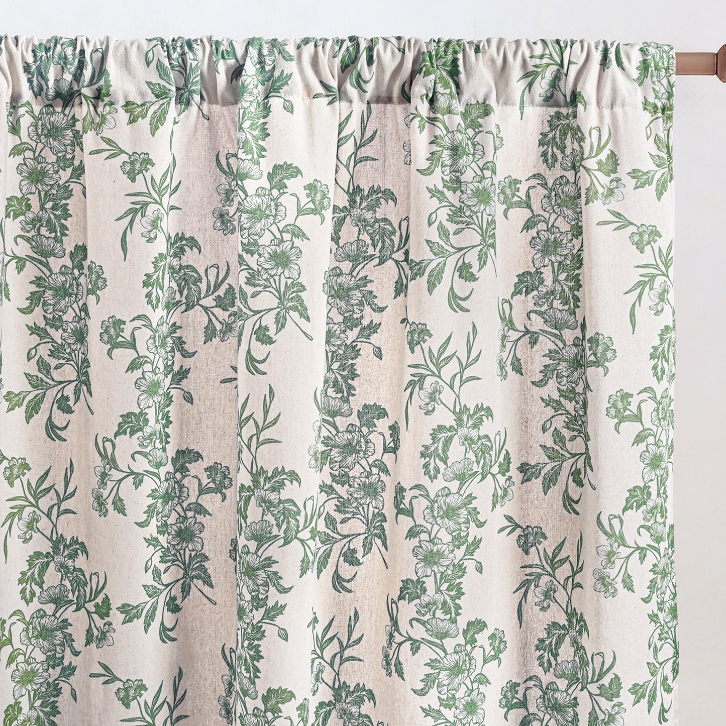 Alishomtll Floral Curtains for Living Room Farmhouse Country Linen Curtains Light Filtering Window Drapes,Sage Green ,52"x63", 2 Panels