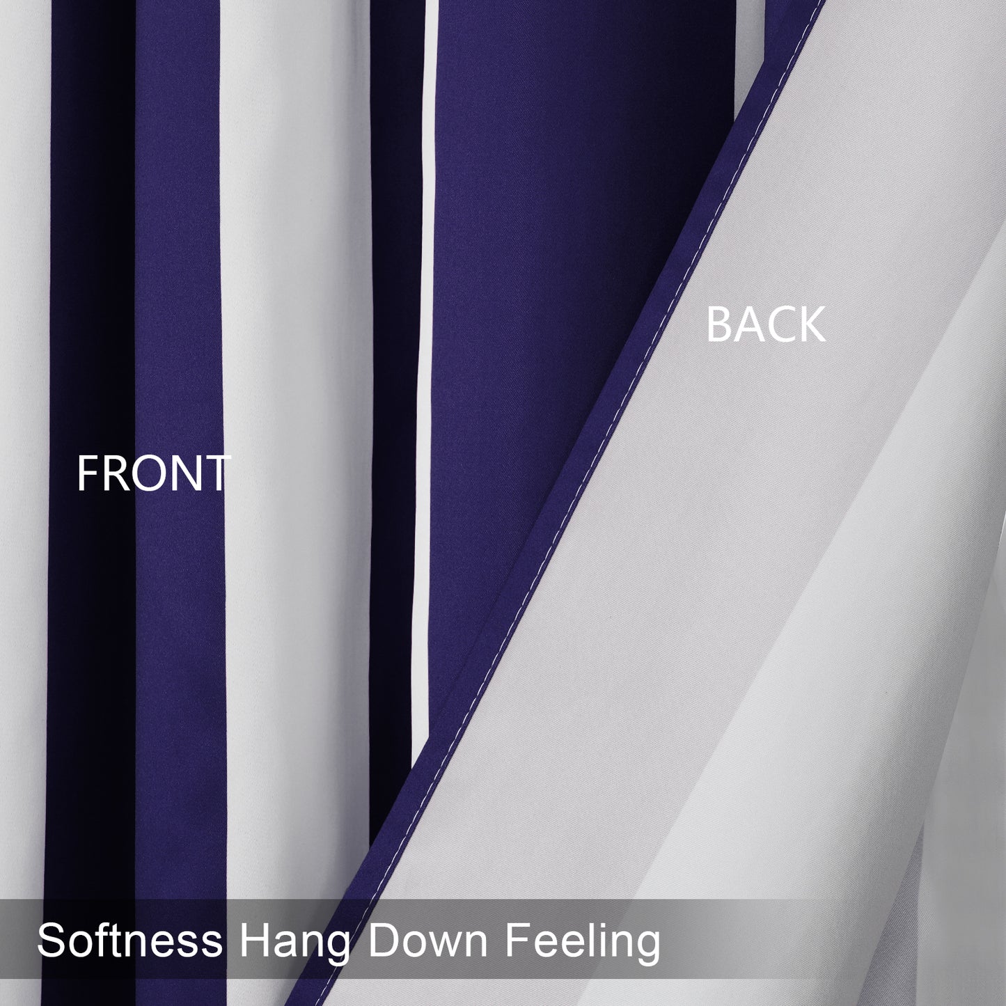 Alishomtll Curtains Satin Light Filtering Grommet Window Drapes For Bedroom Living Room,52”X 63”L,2 Panels,Blue White Striped