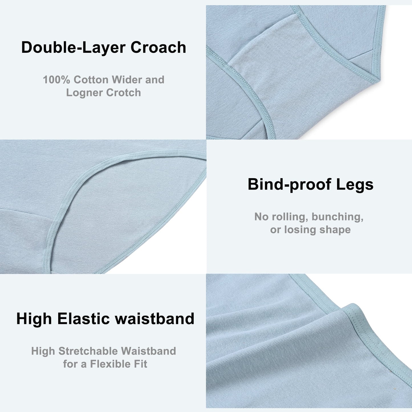 MecTo Womens Cotton Underwear Plus Size, Stretch Briefs High Waisted Full Coverage Breathable Panties 4 Pack