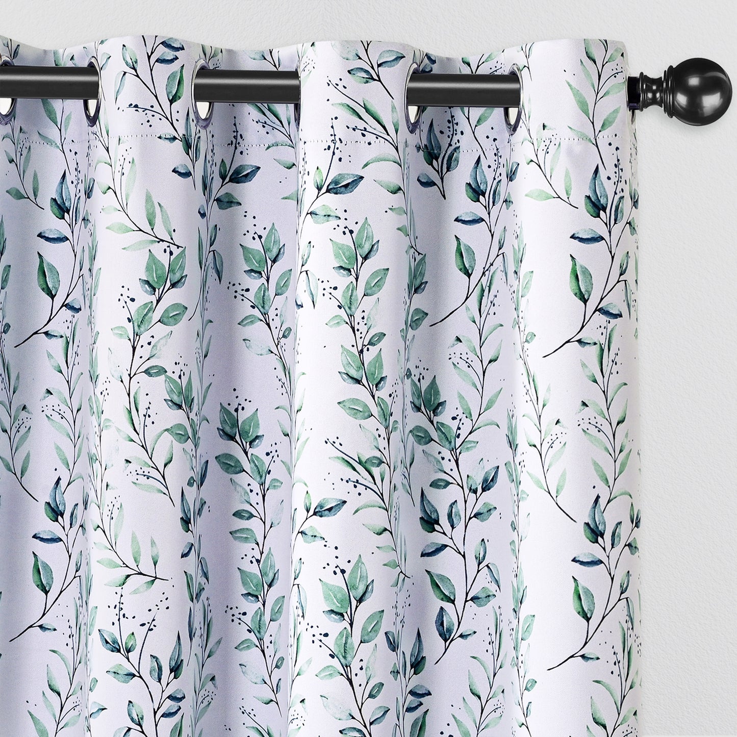 Alishomtll Blackout Curtains Green Leaf Printed Thermal Insulated Window Drapes for Bedroom Living Room 84 Inches Long,52" Wide, 2 Panels