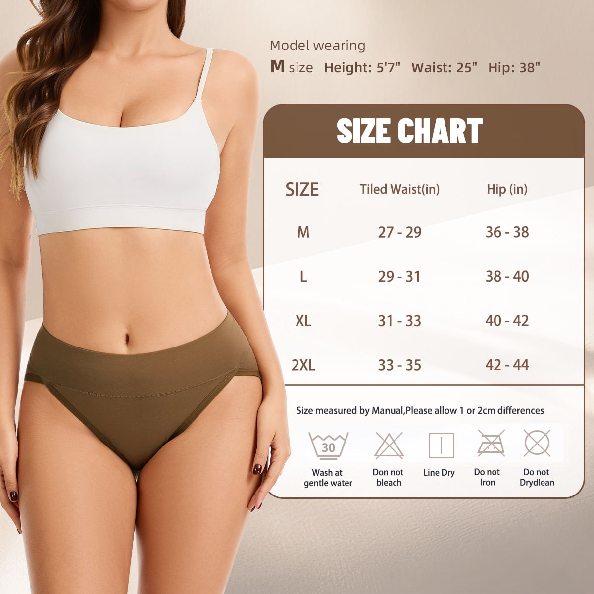 MecTo Womens Cotton Underwear High Cut Briefs Full Coverage Hipster High Waisted Ladies Panties 5 Pack