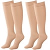 MARTINE MALL 2 Pair Knee High Graduated Compression Stockings 20-30 mmhg Open Toe Compression Socks for Women and Men(Beige+Black)