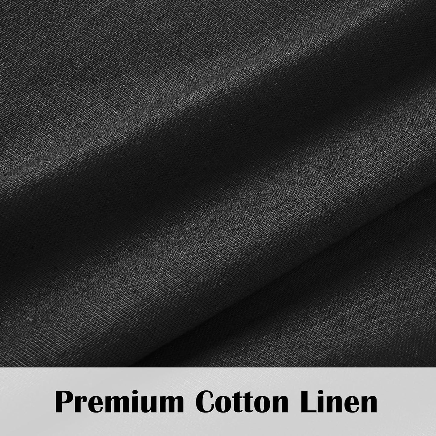 Alishomtll Linen Curtains Farmhouse Boho Button Light Filtering Window Drapes For Living Room Bedroom,Rod Pocket,63"L x 52"W, 2 Panel,Black White