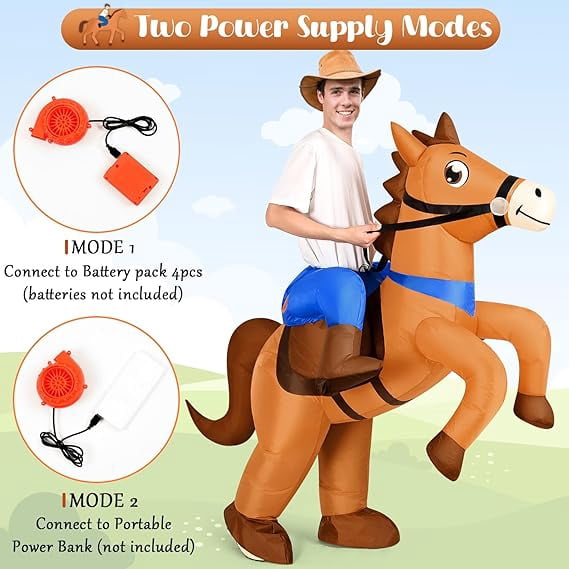MARTINE MALL Inflatable Horse Costume for Adults, Blow up Horse Costume for Men Women Cosplay Party,Cowboy Halloween Horse Costume