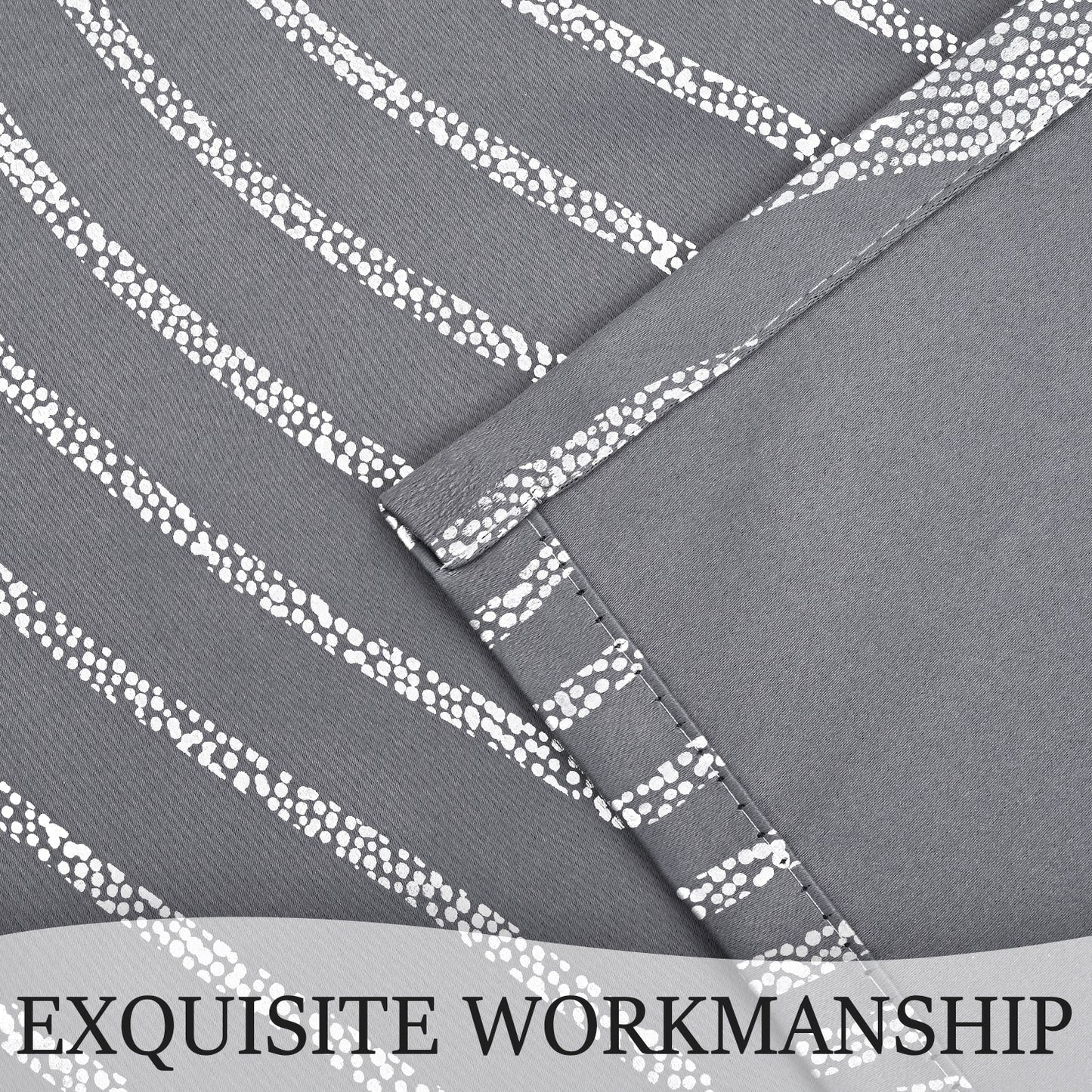 Alishomtll Grey Blackout Curtains for Living Room ,Modern Metallic Silver Wave Pattern Bedroom Thermal Insulated Drapes ,2 Panel Set,52"x63"