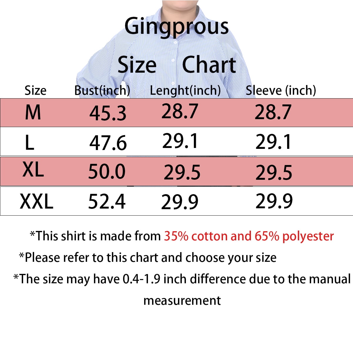 Gingprous Casual Button Down Shirt for Women Long Sleeve Oversized Striped Shirt with Pocket Smocked Cuffed Boyfriend Shirt