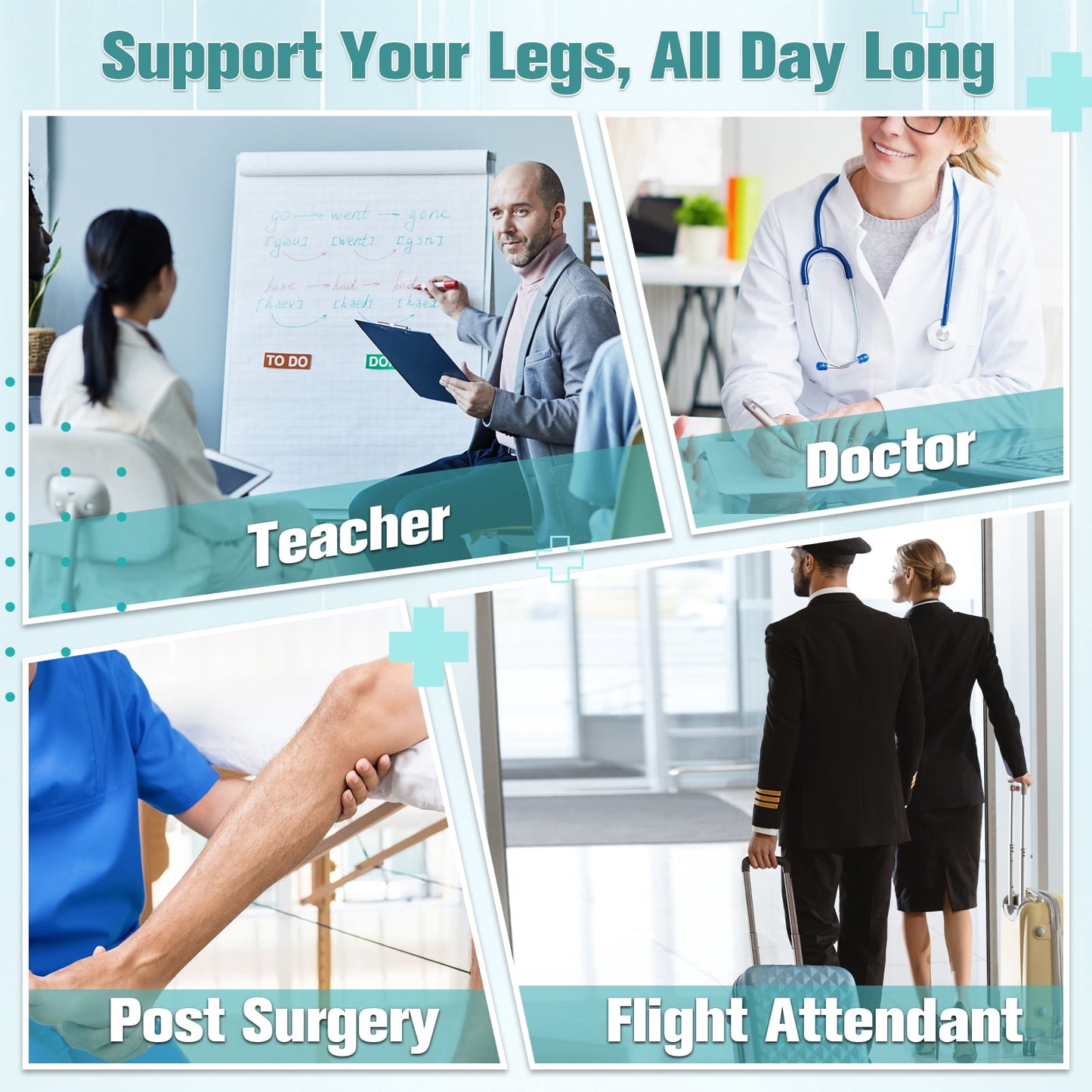 MARTINE MALL 2 Pairs Thigh High Zipper Compression Socks 20-30 Mmhg Closed Toe Compression Support Stockings for Pregnancy, Post-surgery, Swelling(Black+Beige)