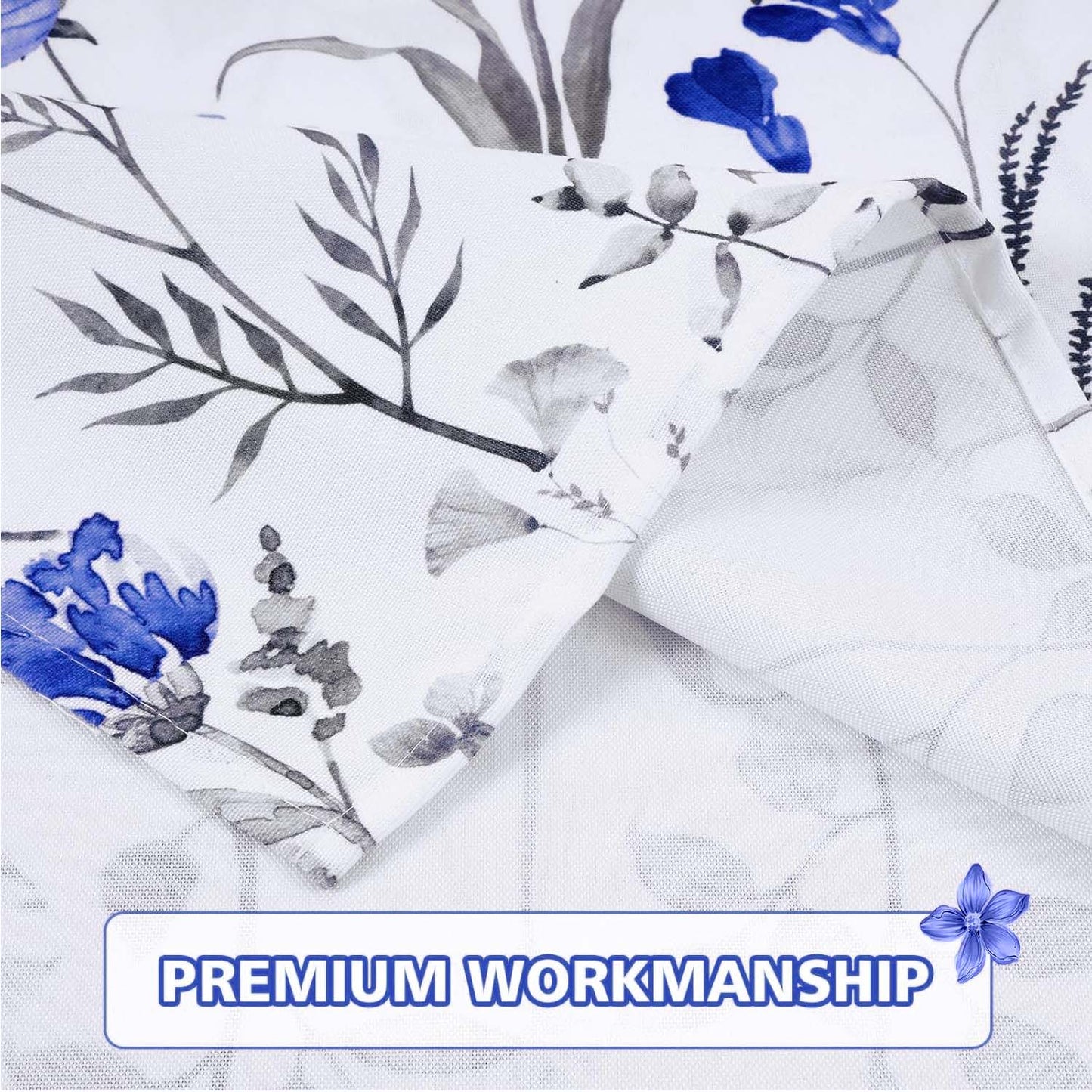 Alishomtll Kitchen Curtains Blue Floral Light Filtering Small Window Kitchen Curtains Sets ,26"Wx36"L,2 Panels,Rod Pocket