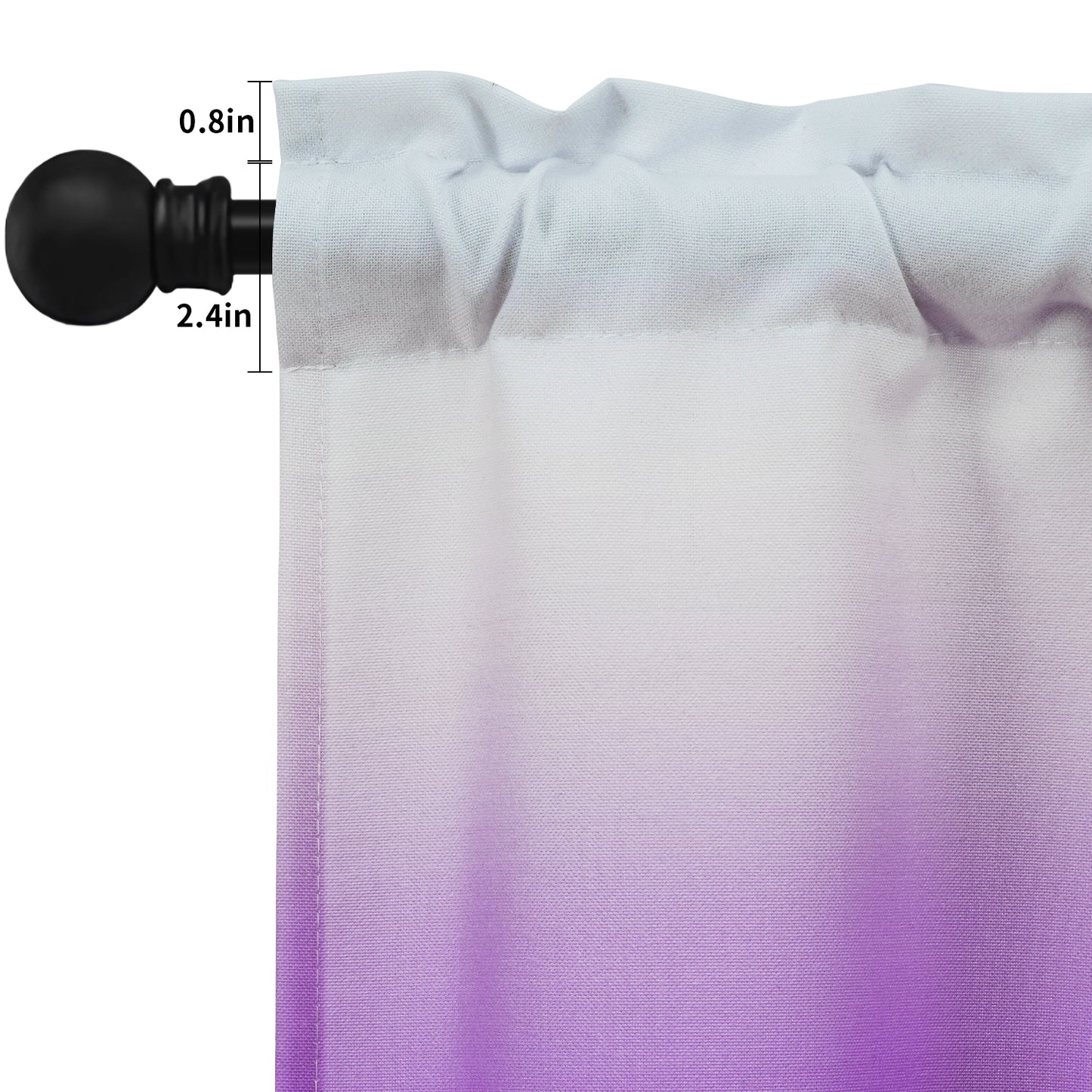 Alishomtll Kitchen Valance Curtains Purple Ombre Living Room Bedroom Windows Drapes ,52 x 18 inch,Rod Pocket