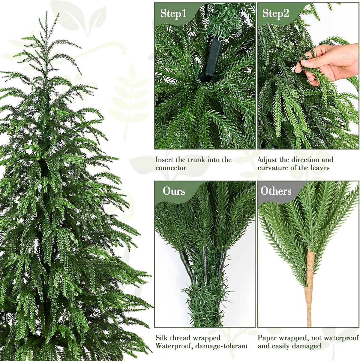 MARTINE MALL 4ft Artificial Norfolk Pine Tree Faux Christmas Tree Fake Potted Plants for Front Porch Outdoor Indoor Garden Christmas Decor