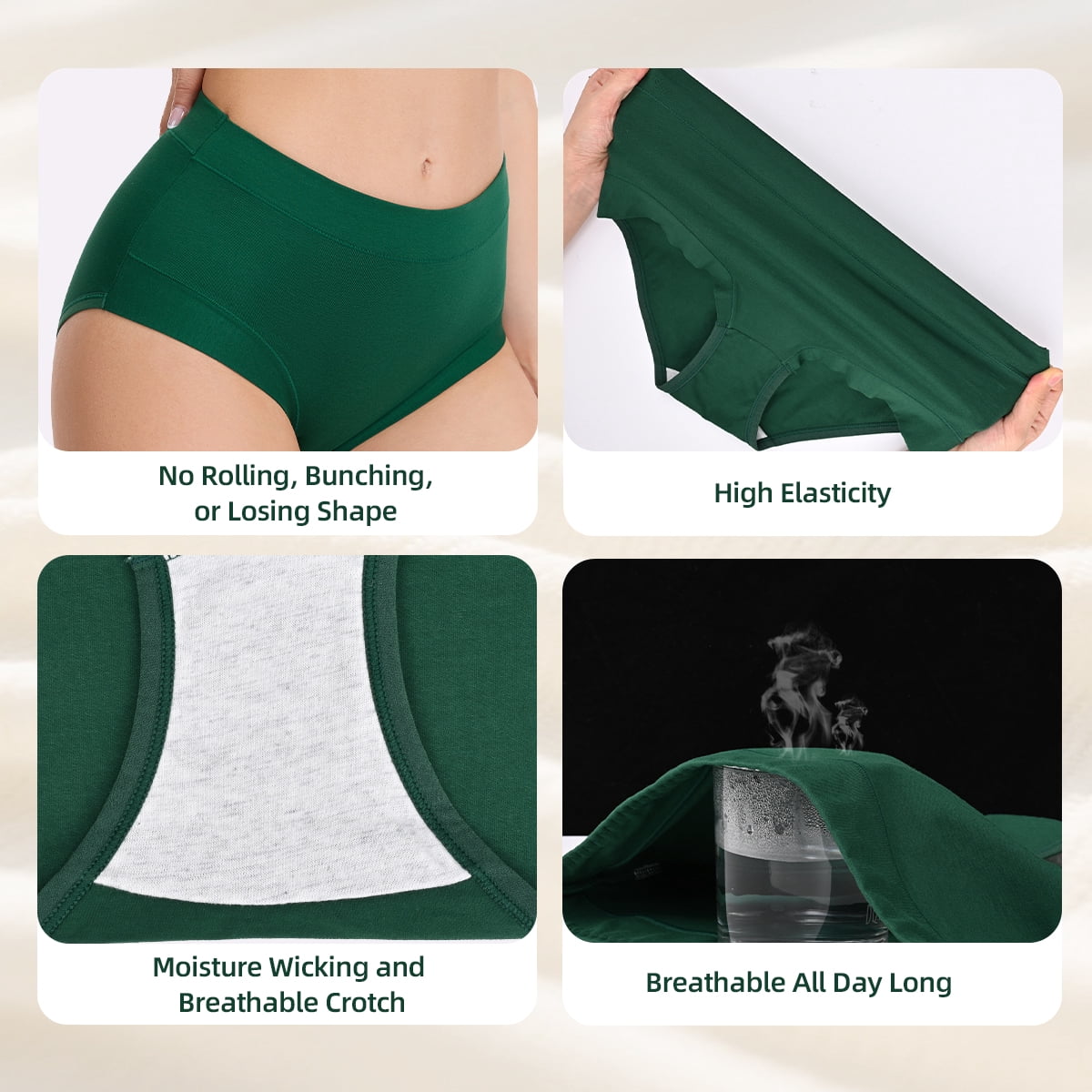MecTo Womens Cotton Underwear 5 Pack Hipster Panties Soft Cotton Briefs Moisture Wicking Ladies Underpants