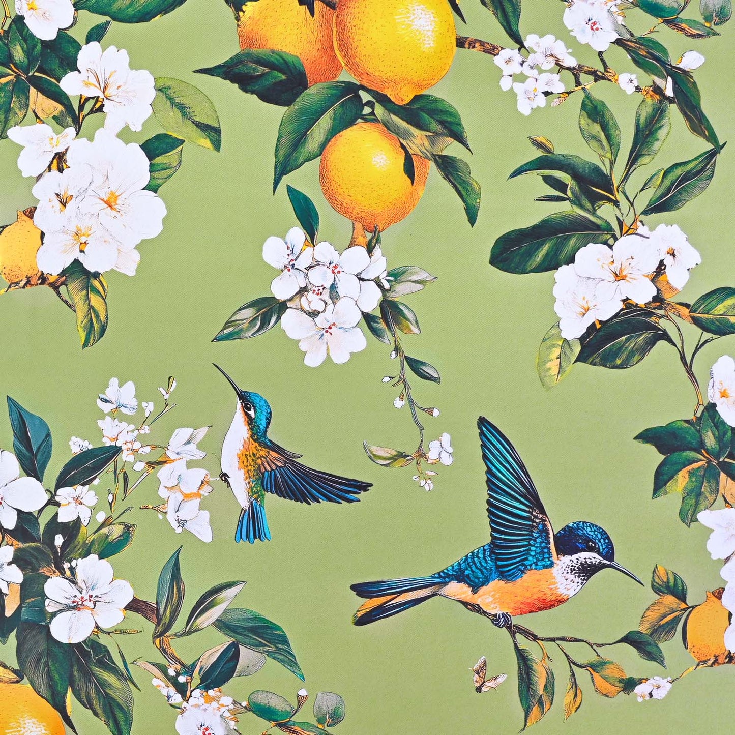 Alishomtll Floral Lemon Hummingbird Blackout Curtains Room Darkening Grommet Window Drapes for Living Room , 52" x63", ,Set of 2 Panels,Sage Green