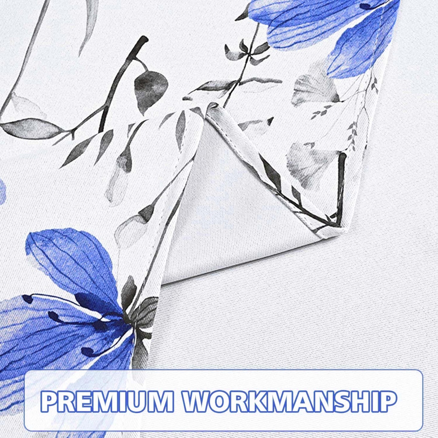 Alishomtll Blue Floral Blackout Curtains for Living Room Bedroom Energy Efficient Thermal Insulated Grommet Window Drapes, 52"x 84",Set of 2
