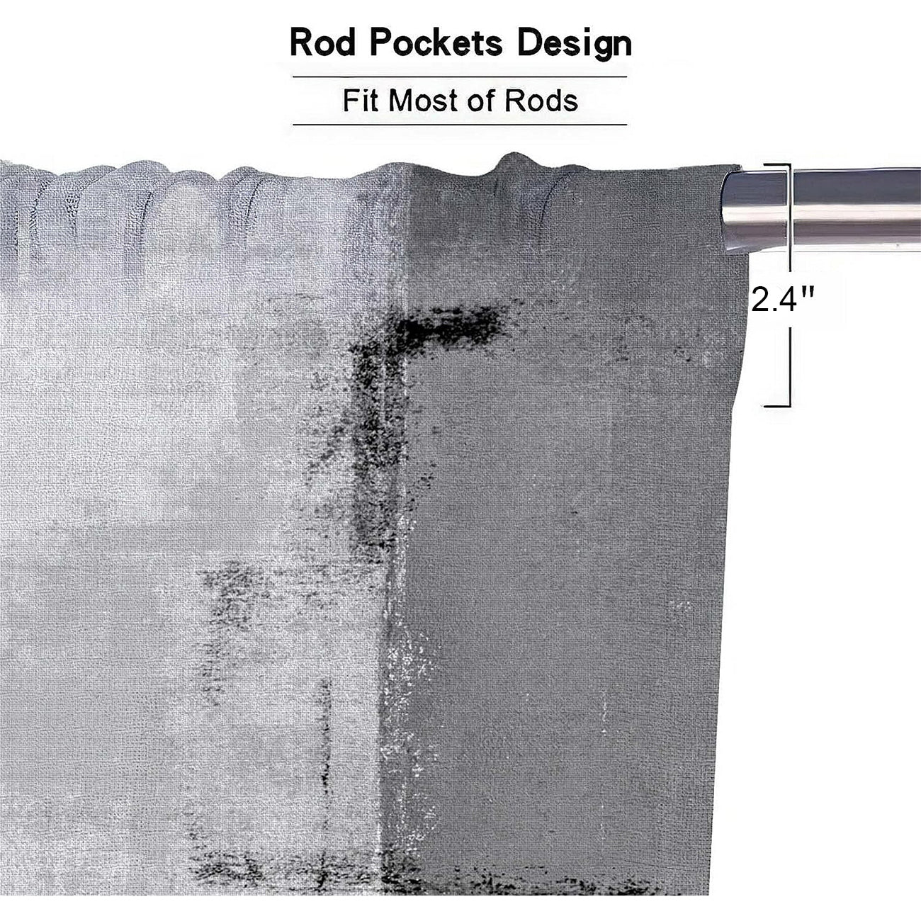 Alishomtll Kitchen Curtains and Valances Sets Grey Rod Pocket Kitchen Curtains 3 Piece Set 36 Inches Long