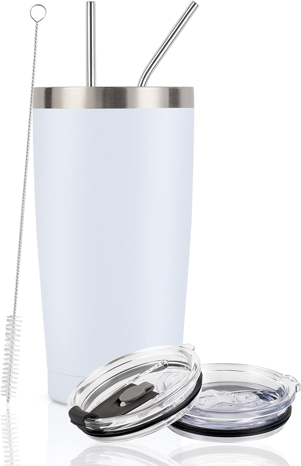 Gingprous 20 Oz Stainless Steel Travel Tumblers with Lids Straws, Vacuum Insulated Tumblers(1/2 Pc)