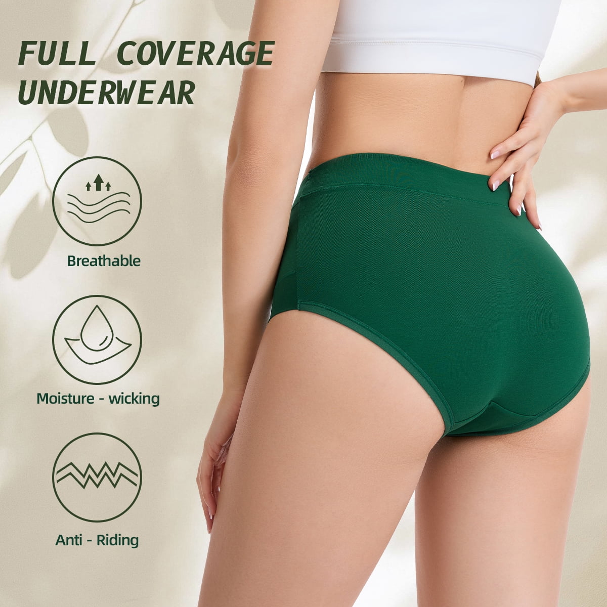 MecTo Womens Cotton Underwear 5 Pack Hipster Panties Soft Cotton Briefs Moisture Wicking Ladies Underpants
