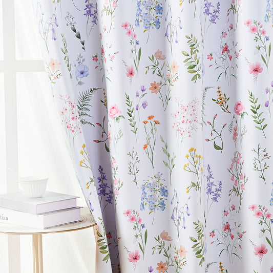 Alishomtll Blackout Curtains Floral Printed Thermal Insulated Window Drapes for Bedroom Living Room 63 Inches Long,52" Wide, 2 Panels