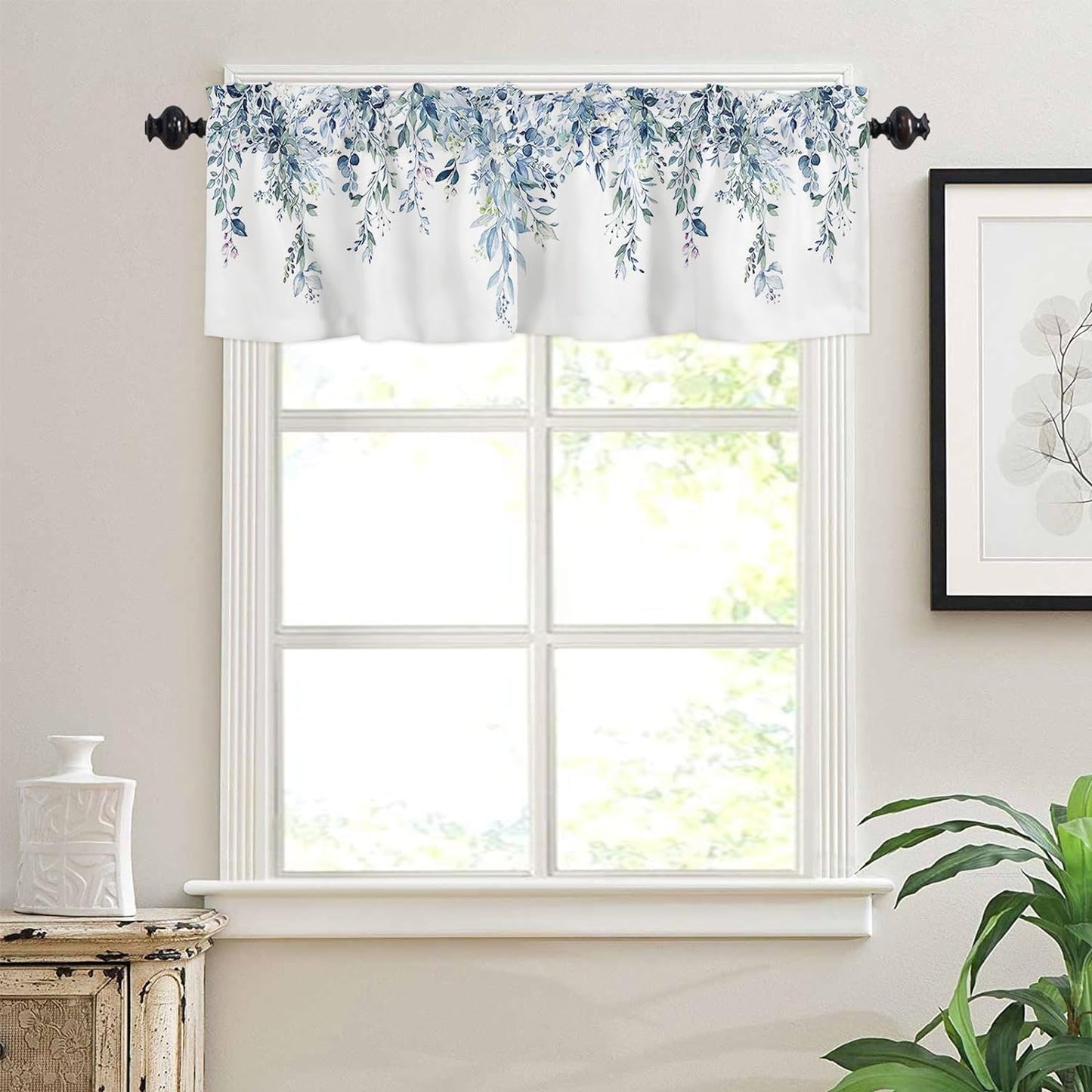 Alishomtll Valance Curtains for Living Room Bedroom Kitchen Windows Watercolor Floral Print ,52 x 18 inch,Rod Pocket