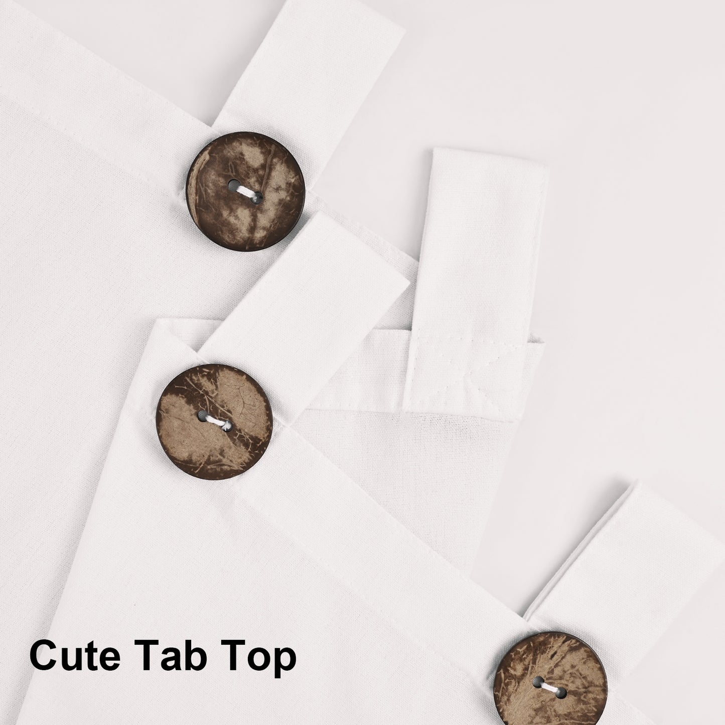 Alishomtll Farmhouse Kitchen Curtains 24 Inch Tab Top Button Cafe Curtains Tier Set ,White ,2 Panels