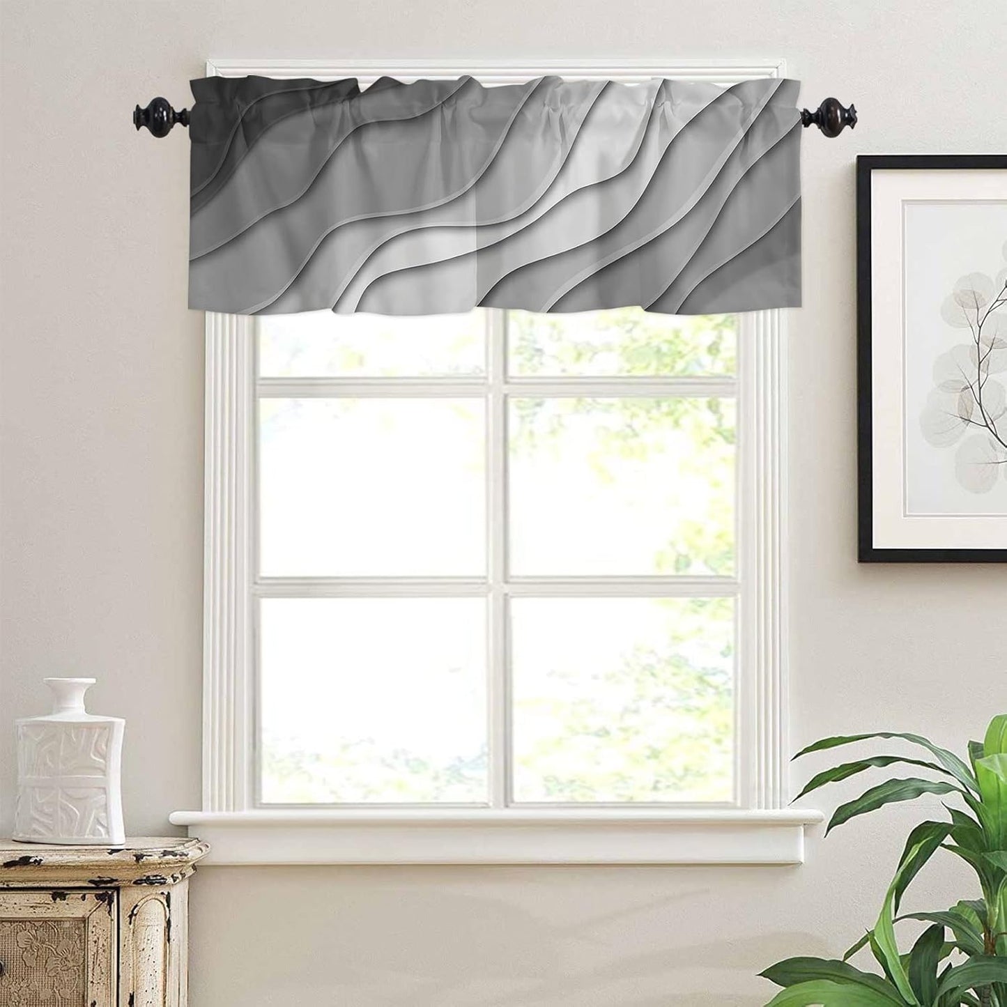 Alishomtll Curtain Valances for Kitchen Living Room Bedroom Gray Rod Pocket Valance ,54 x 18 inch