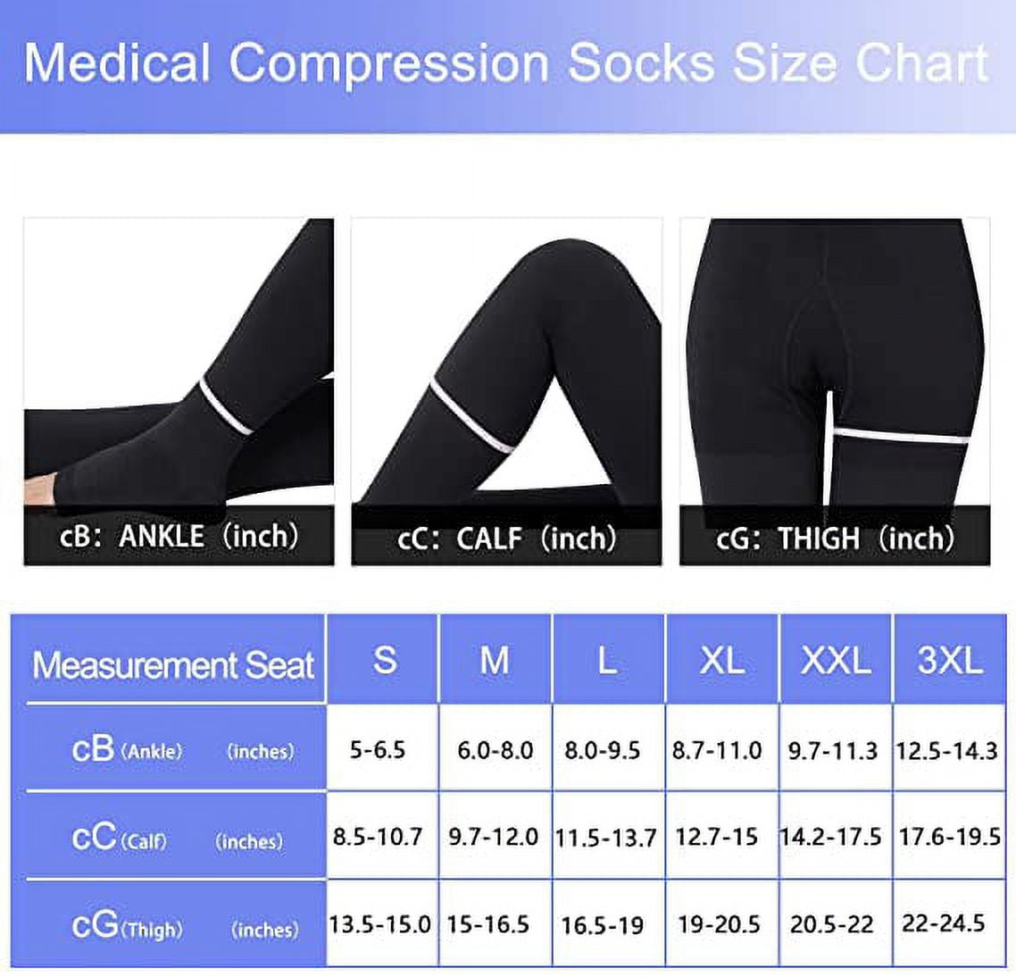 1 Pair Wukang Medical Compression Pantyhose 20-32mmHg Beige M Size Nylon Compression Stockings for Women & Men