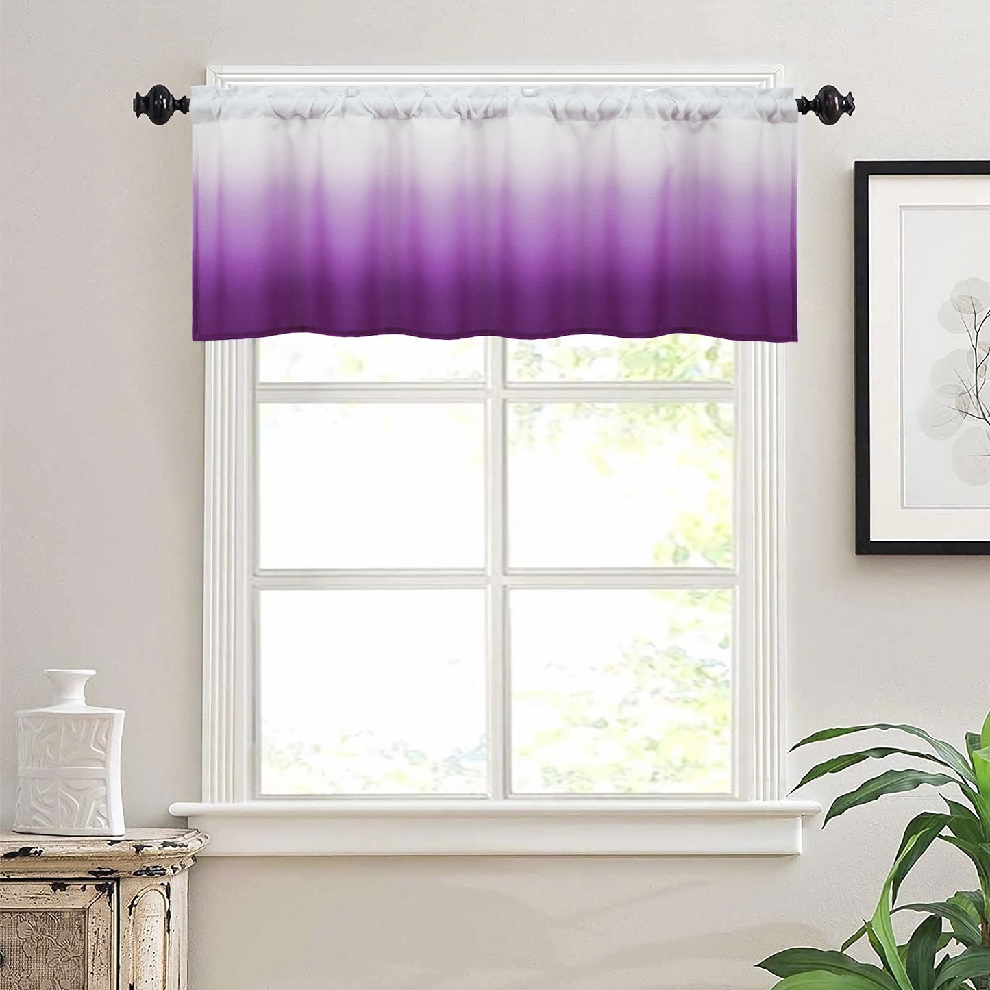 Alishomtll Kitchen Valance Curtains Purple Ombre Living Room Bedroom Windows Drapes ,52 x 18 inch,Rod Pocket