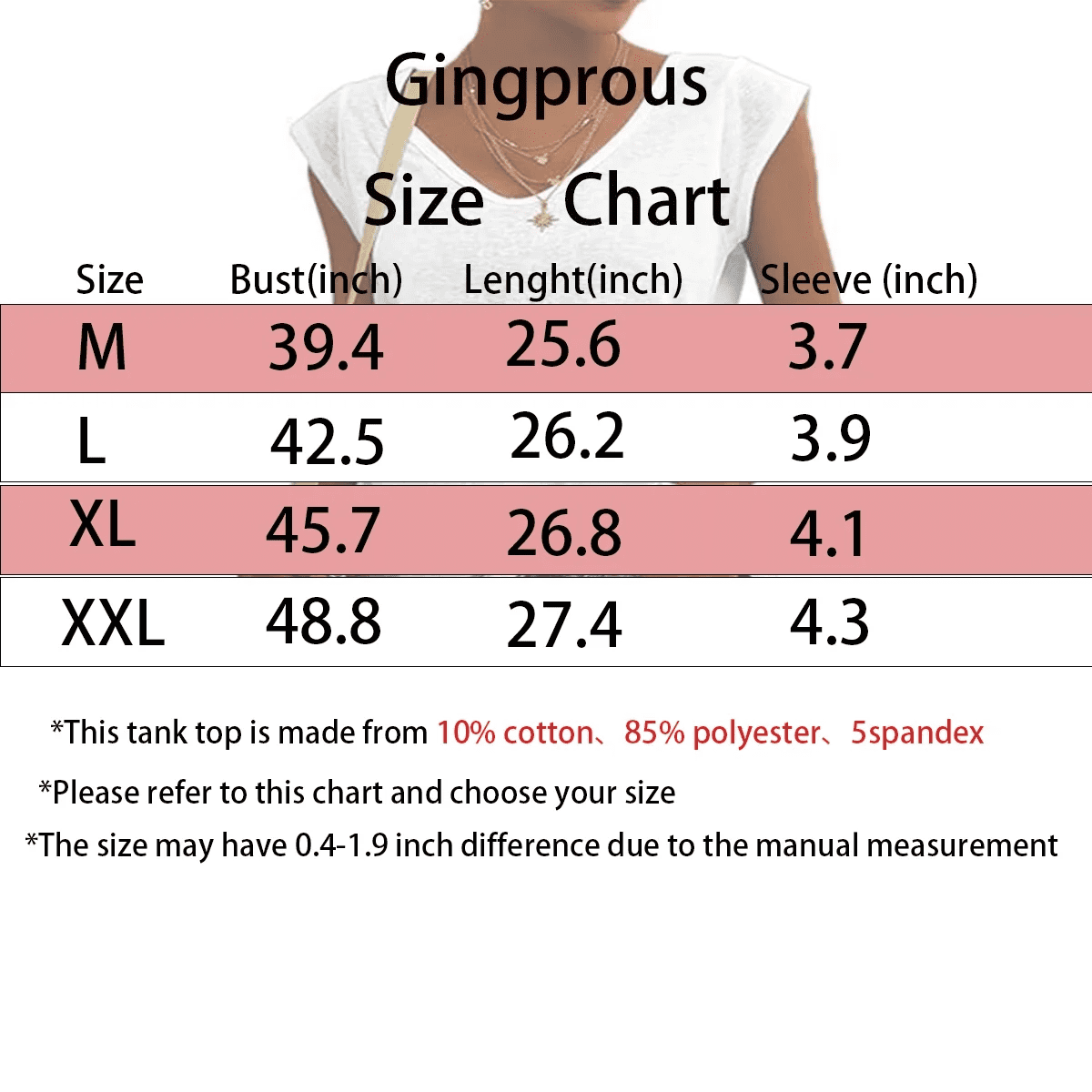 Gingprous Womens V-Neck Cap Sleeve T-Shirt Casual Loose Fit Basic Tee Summer Top