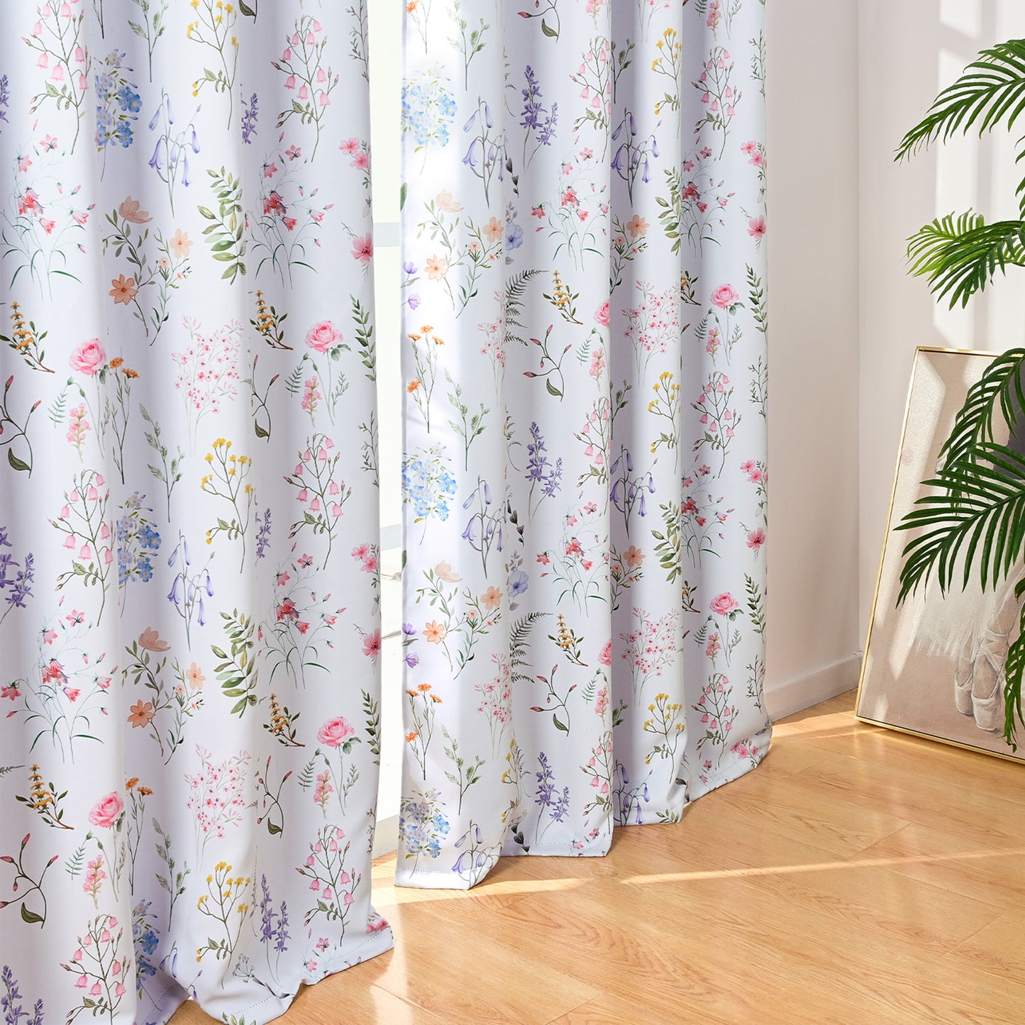 Alishomtll Blackout Curtains Floral Printed Thermal Insulated Window Drapes for Bedroom Living Room 63 Inches Long,52" Wide, 2 Panels