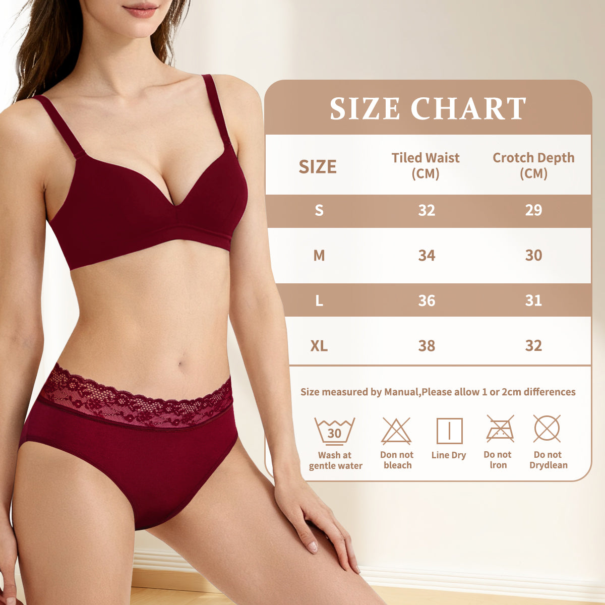 MecTo Womens Cotton Underwear Bikini Panties Lace Hipster French Cut Ladies Panties Soft Stretch Briefs 4-Pack