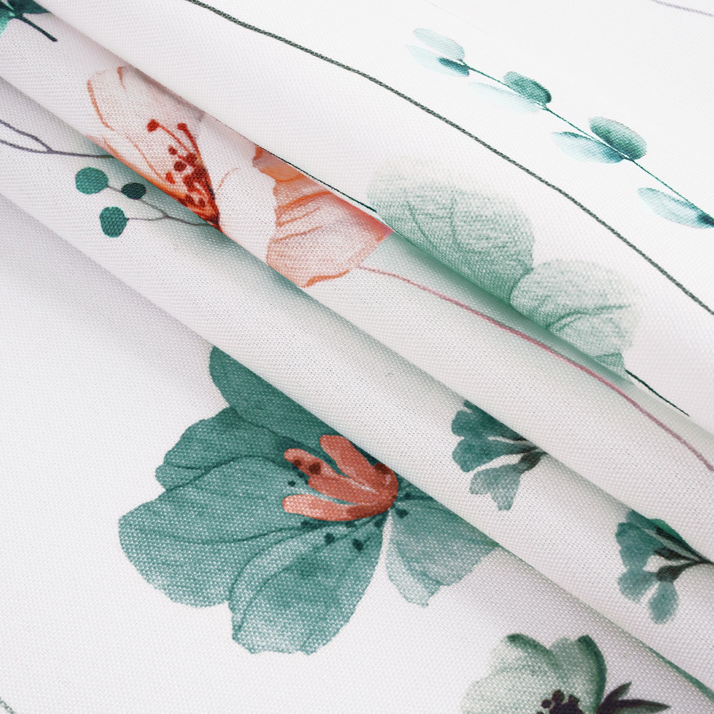 Alishomtll Floral Valance Curtains Kitchen Teal Wildflower Flower Leaf Windows Drapes,52 x 18 inch,Rod Pocket