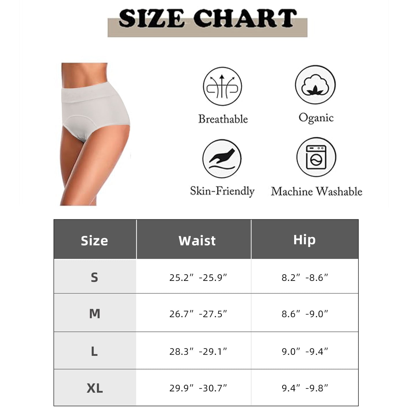 Sunm Boutique Women's Period Underwear Heavy Flow, High Absorbency Cotton Panties LeakProof Postpartum Menstrual Briefs