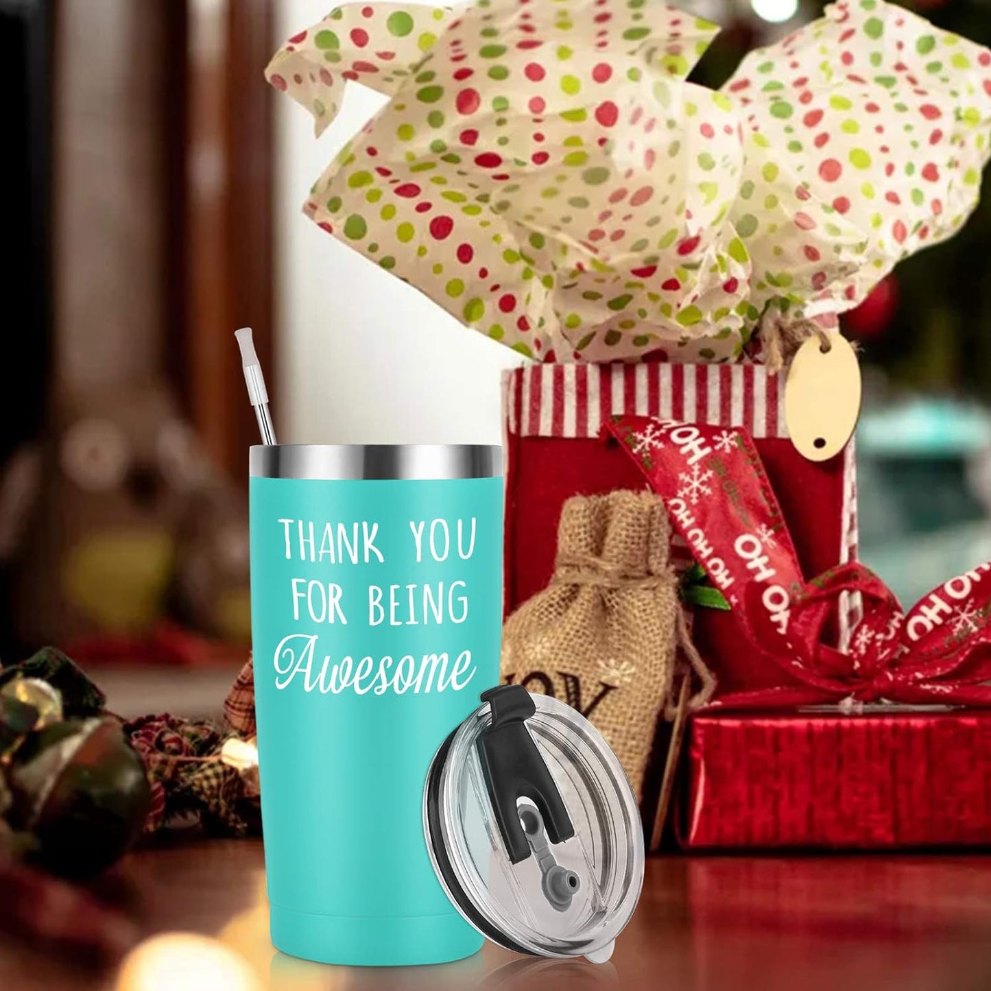 Gingprous Thank You For Being Awesome Stainless Steel Travel Tumbler, 20oz Double Wall Travel Tumblers, Vacuum Insulated Tumblers , Funny Graduation Appreciation Christmas Gifts for Women