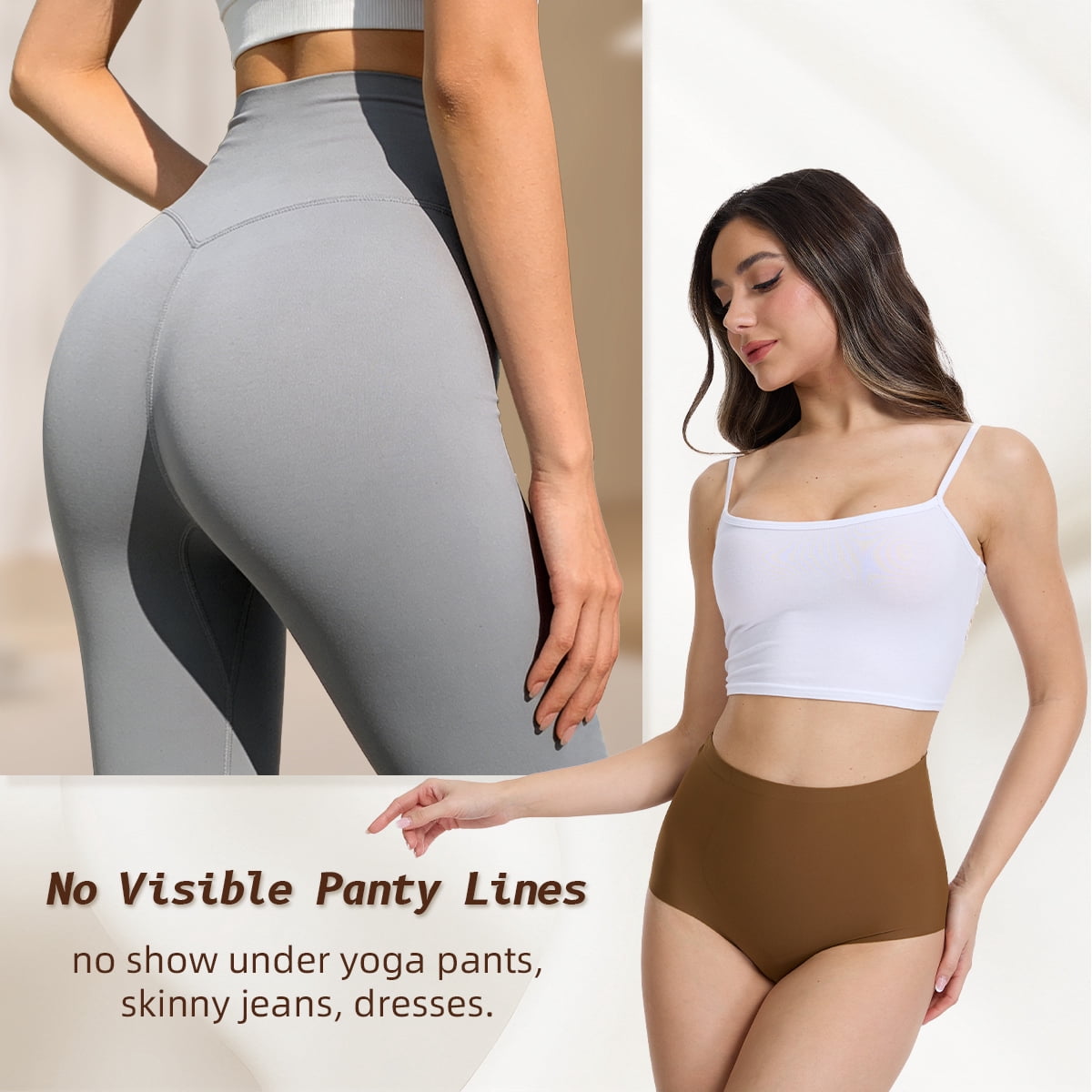 MecTo Women's Seamless Underwear No Show Panties Tummy Control Hipster High Waisted Briefs 5 Pack Plus Size