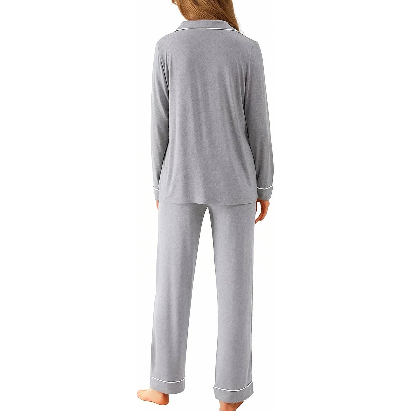 MecTo Womens Pajamas Sets Two Piece Long Sleeves Shirt and Long Pants Lady Cotton PJ Sets for Woman Gifts