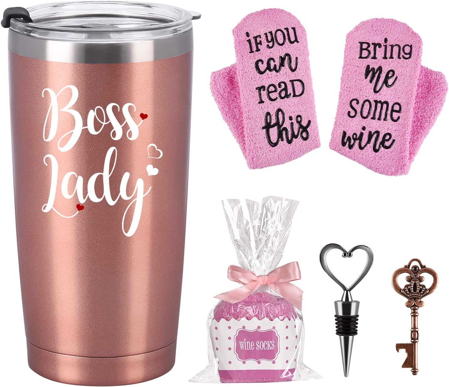 Gingprous 20oz Stainless Steel Insulated Skinny Tumbler，Boss Lady Gifts , Boss Day Christmas Boss Appreciation Gifts for Women Female Boss Manager