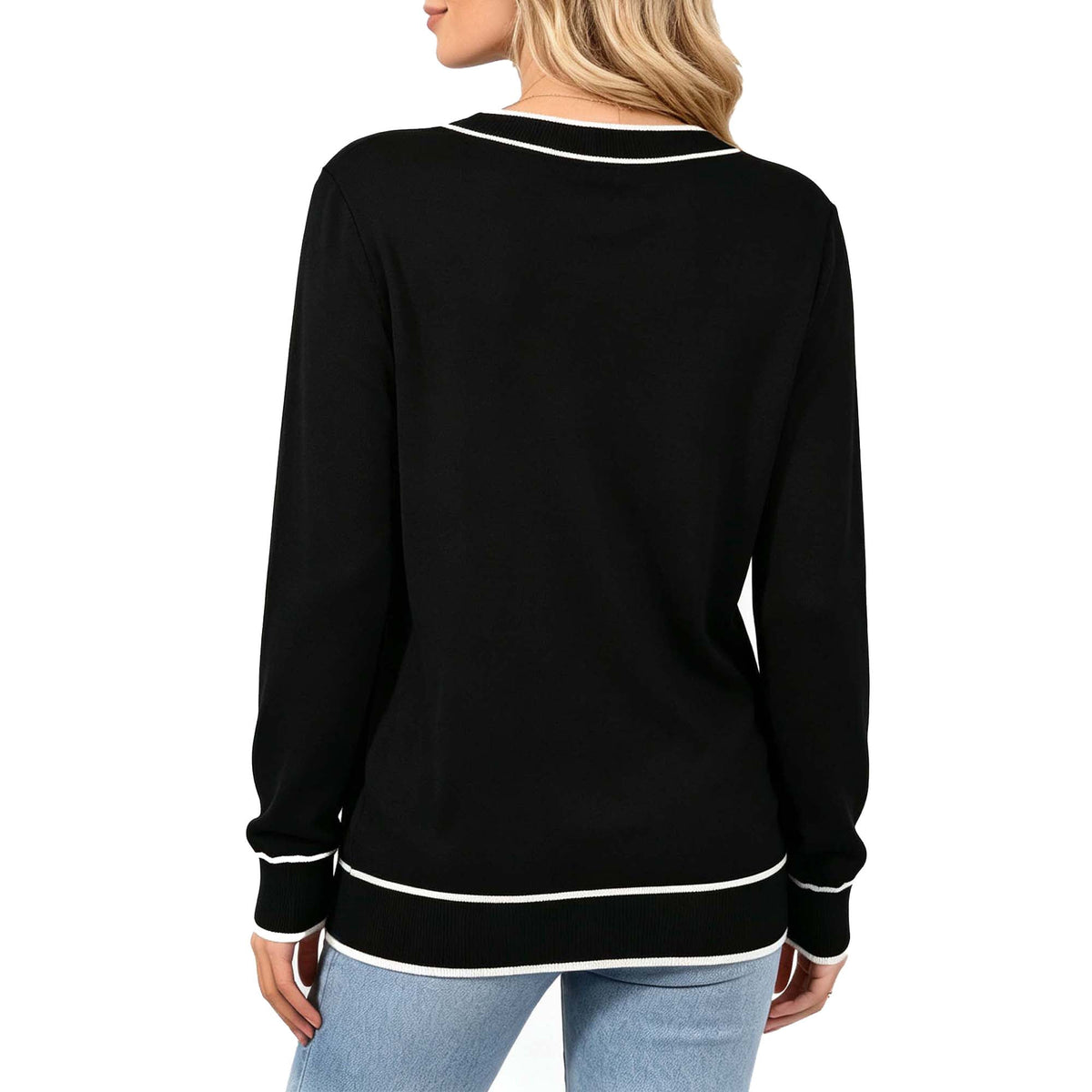 MecTo Sweaters for Women Long Sleeve Casual Solid V Neck Knit Fall Lightweight Sweaters (Women's)
