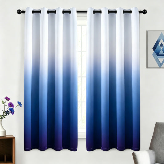 Alishomtll Room Darkening Blue Blackout Curtains Grommet Window Drapes for Living Room Bedroom ,2 Panels of 52" W x 63" L