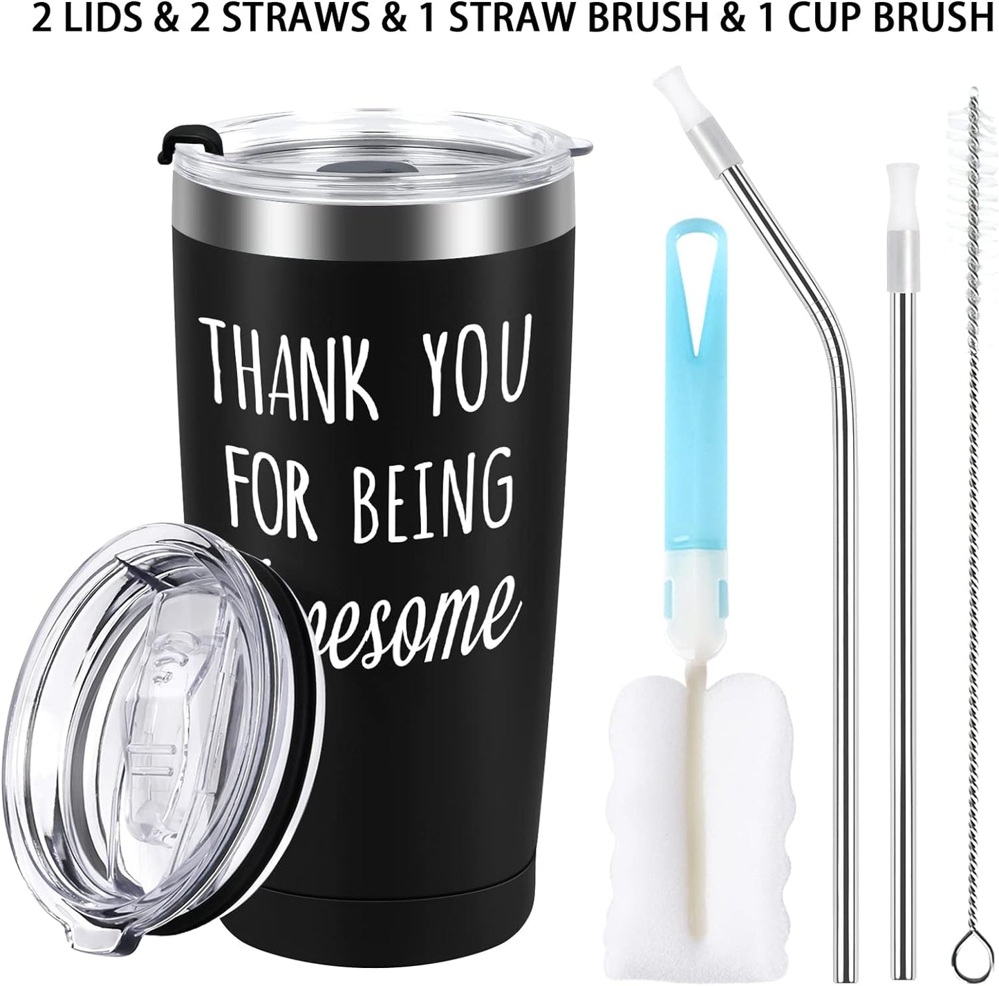 Gingprous Thank You For Being Awesome Stainless Steel Travel Tumbler, 20oz Double Wall Travel Tumblers, Vacuum Insulated Tumblers , Funny Graduation Appreciation Christmas Gifts for Women
