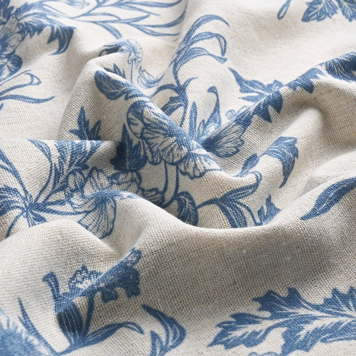 Alishomtll Floral Curtains for Living Room Farmhouse Country Linen Curtains Light Filtering Window Drapes,Blue ,52"x63", 2 Panels