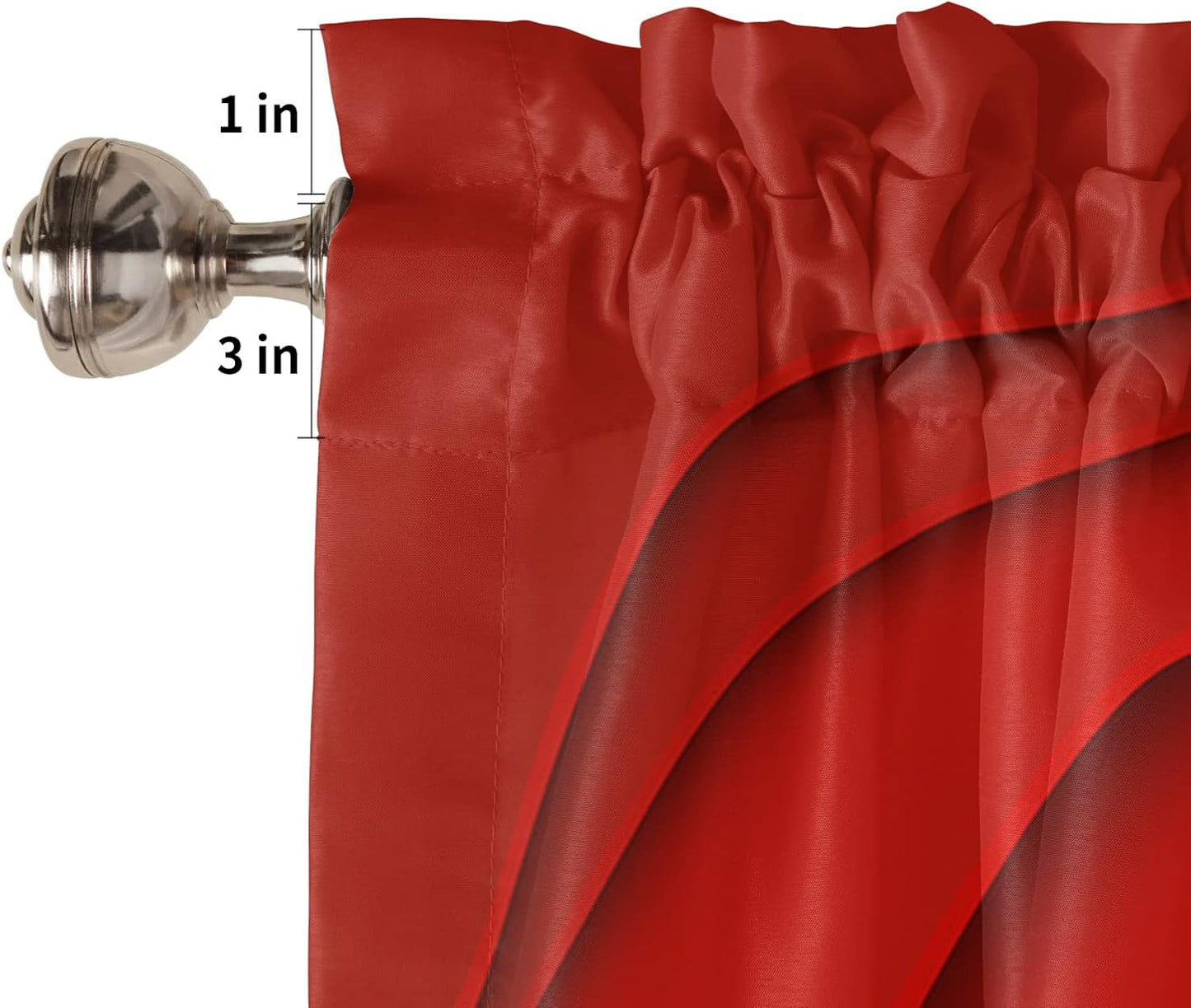 Alishomtll Curtain Valances for Kitchen Living Room Bedroom Red Rod Pocket Valance ,54 x 18 inch