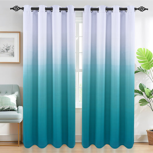 Alishomtll Teal Blackout Curtains Grommet Room Darkening Window Drapes for Living Room Bedroom ,2 Panels of 52" W x 84" L