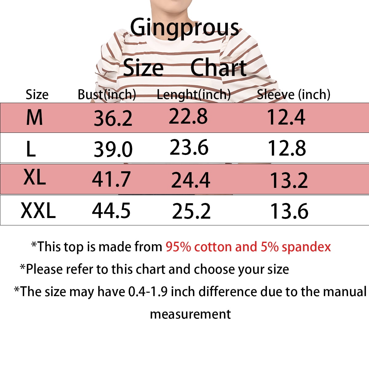 Gingprous Womens Puff Short Sleeve Tshirt Trendy Striped Knit Tops Casual Spring Summer Crewneck Blouse