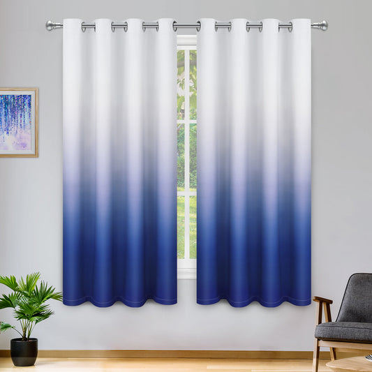 Alishomtll Room Darkening Blue Blackout Curtains Grommet Window Drapes for Living Room Bedroom ,2 Panels of 52" W x 63" L