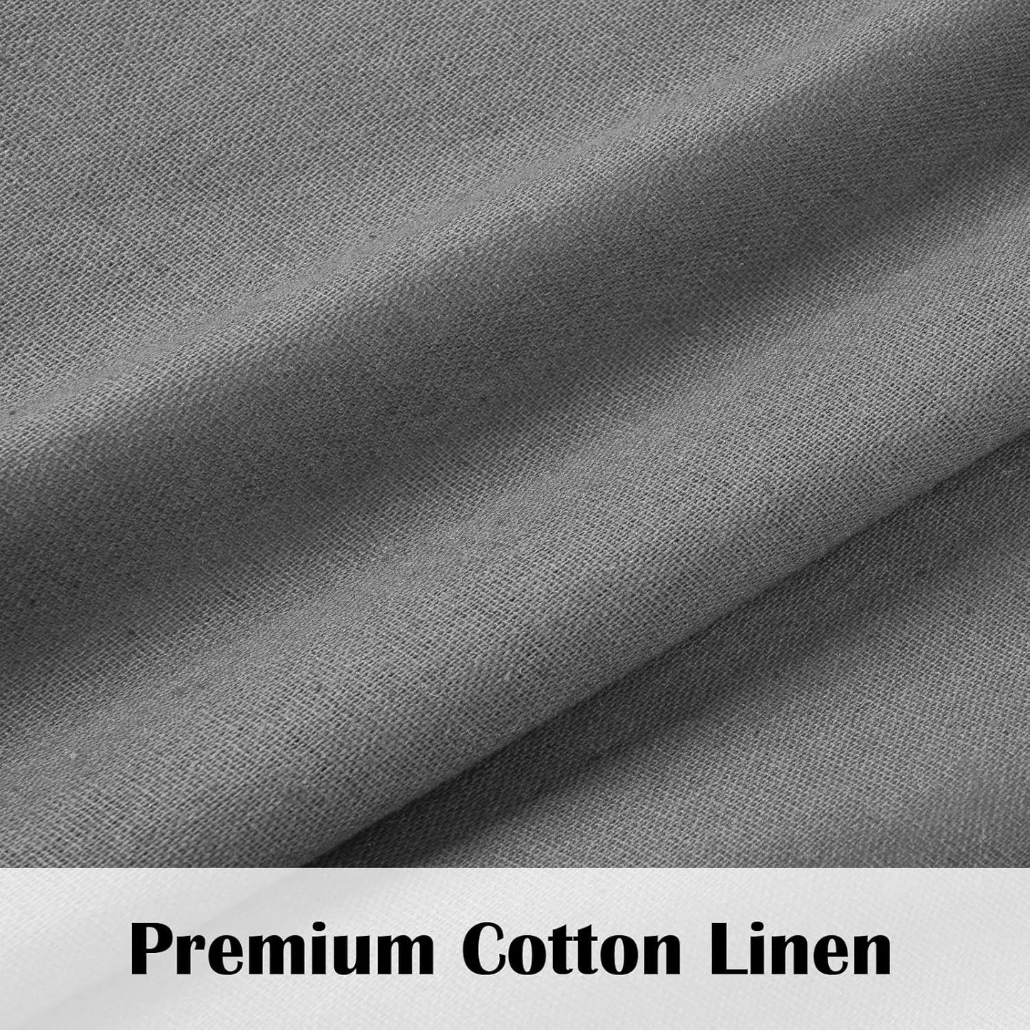 Alishomtll Linen Curtains Farmhouse Boho Button Light Filtering Window Drapes For Living Room Bedroom,Rod Pocket,63"L x 52"W, 2 Panel,Gray White