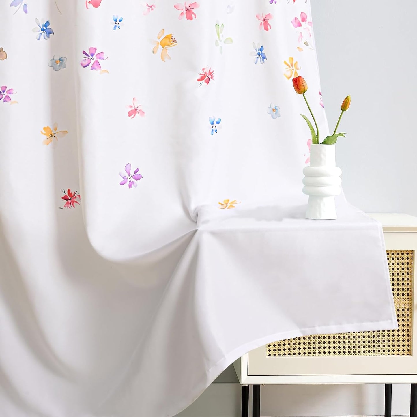 Alishomtll Curtains Falling Blossoming Floral Petals Window Drapes for Living Room Light filtering  , 52"x 63",Set of 2,Rod Pocket