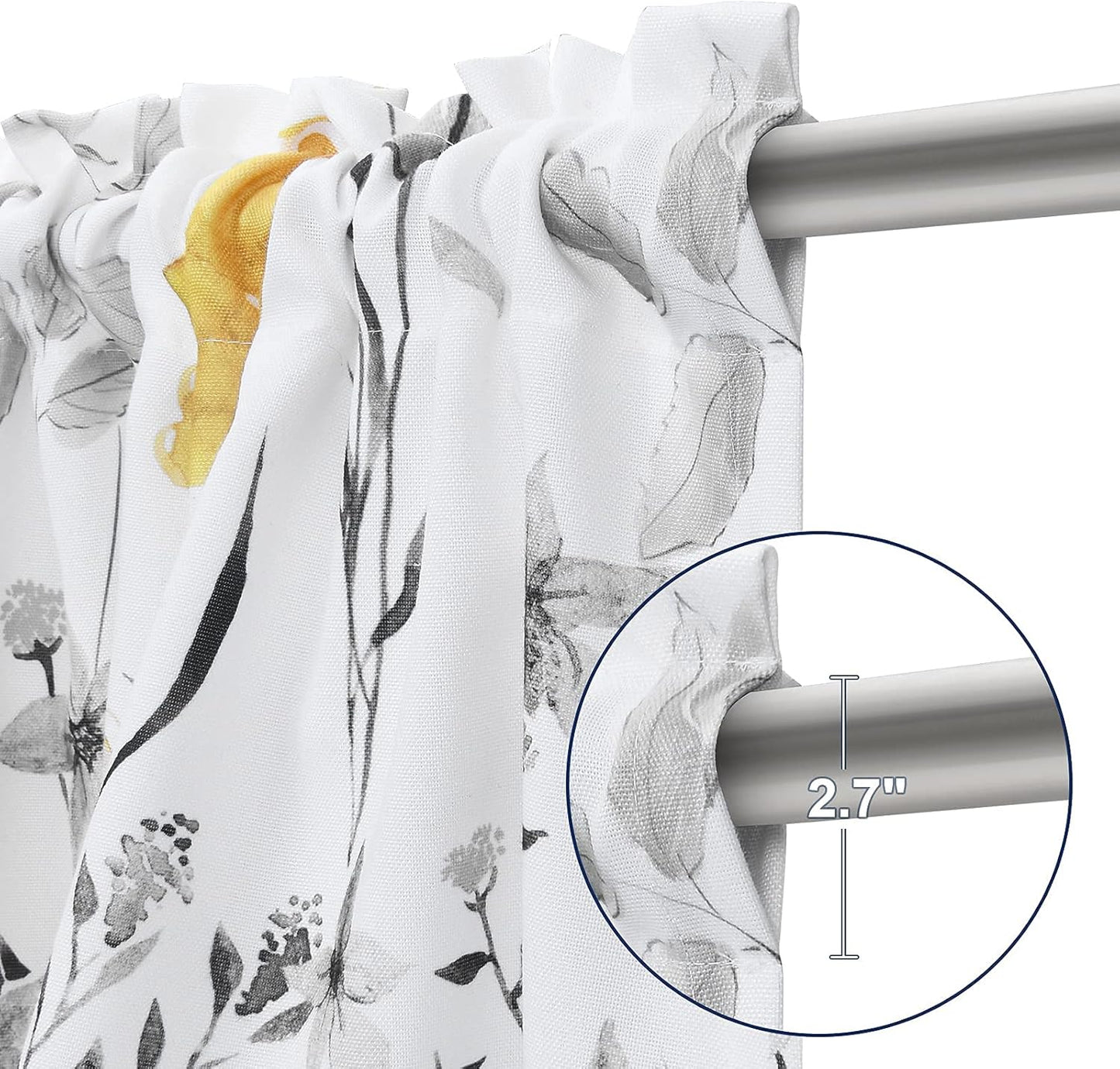 Alishomtll Valance Curtains Flower Print Window Curtain Valance Rod Pocket, Yellow ,52W" x 18L"