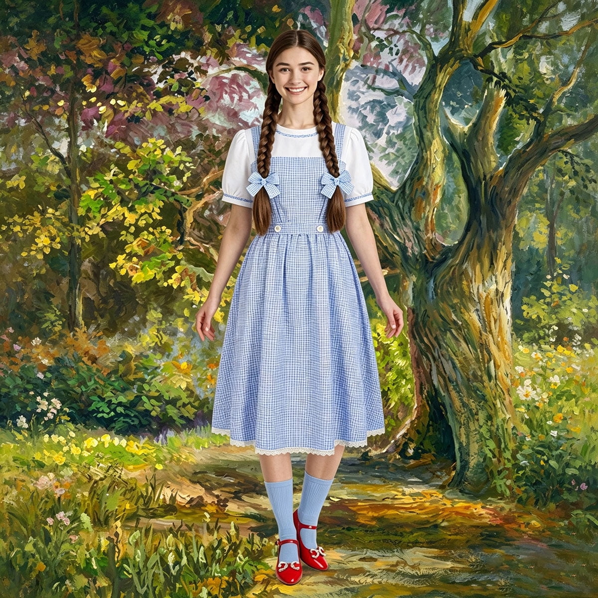 MARTINE MALL Halloween Costumes for Women Dorothy Adults Dress Socks Hair Bows Costumes Outfits
